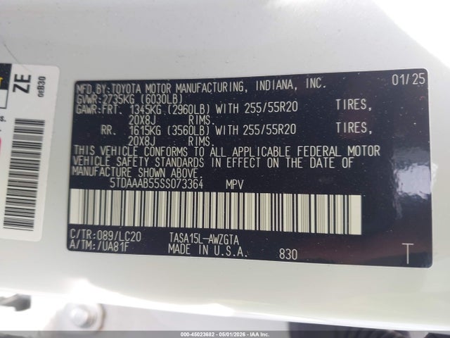 Toyota Grand Highlander Limited 2025 5TDAAAB55SS073364 Image 9