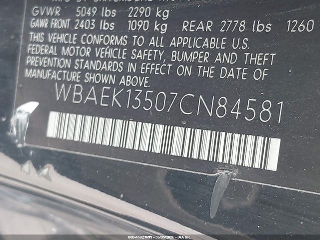 45023699 :رقم المزاد ، WBAEK13507CN84581 vin ، 2007 Bmw 650i مزاد بيع