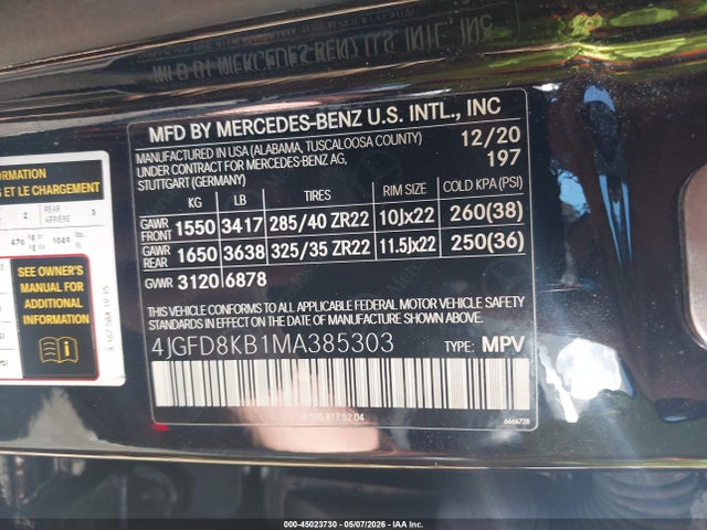 4JGFD8KB1MA385303 Mercedes-Benz Amg Gle 63 Coupe S 4matic