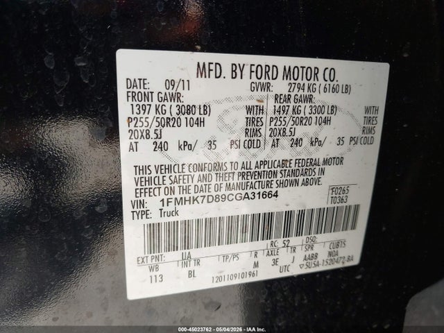 Продаж на аукціоні авто 2012 Ford Explorer Xlt, vin: 1FMHK7D89CGA31664, номер лоту: 45023762