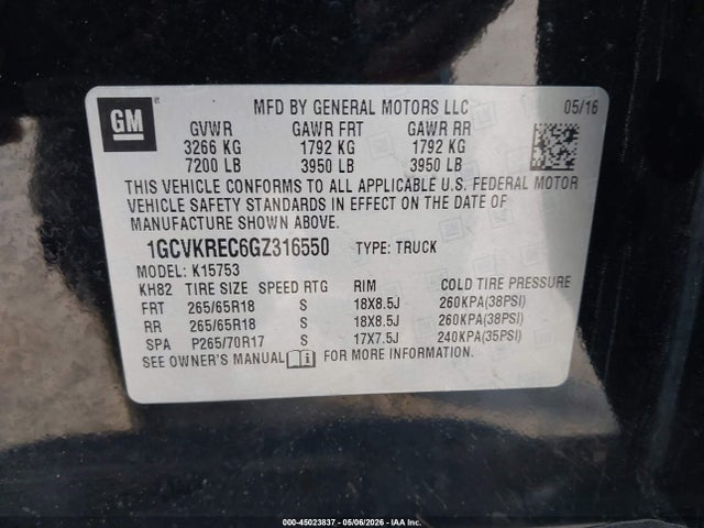 Chevrolet Silverado 1500 2lt 2016 1GCVKREC6GZ316550 Image 9