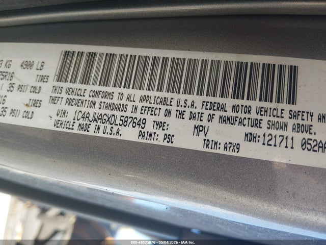 Aukcja sprzedaży 2013 Jeep Wrangler Sport, vin: 1C4AJWAGXDL587649, numer aukcji: 45023876
