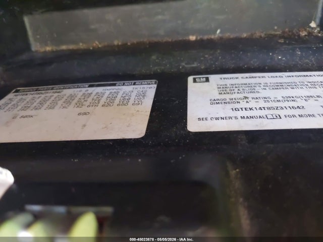 2005 Gmc Sierra 1500 Sle მანქანა იყიდება აუქციონზე, vin: 1GTEK14T85Z311642, აუქციონის ნომერი: 45023878