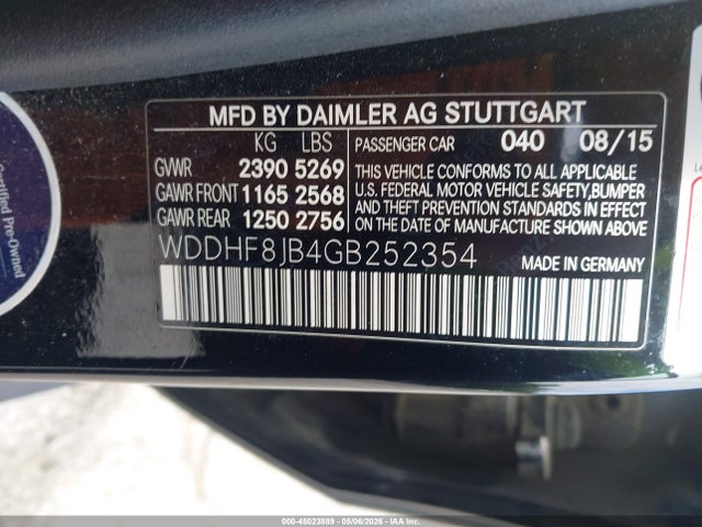 2016 Mercedes-benz E 350 4matic მანქანა იყიდება აუქციონზე, vin: WDDHF8JB4GB252354, აუქციონის ნომერი: 45023889