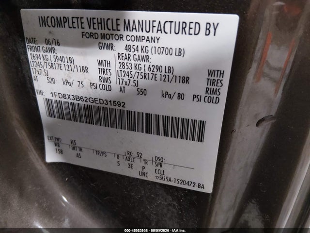 Ford F-350 Xl 2016 1FD8X3B62GED31592 Image 9