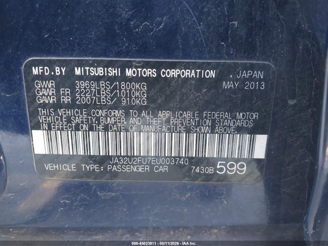Продаж на аукціоні авто 2014 Mitsubishi Lancer Es, vin: JA32U2FU7EU003740, номер лоту: 45023911