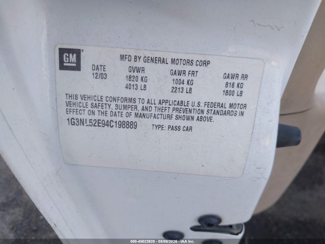 45023928 :رقم المزاد ، 1G3NL52E94C198889 vin ، 2004 Oldsmobile Alero Gl1 مزاد بيع