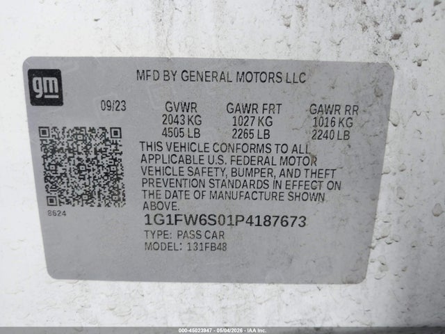 1G1FW6S01P4187673 Chevrolet Bolt Ev Fwd 1lt