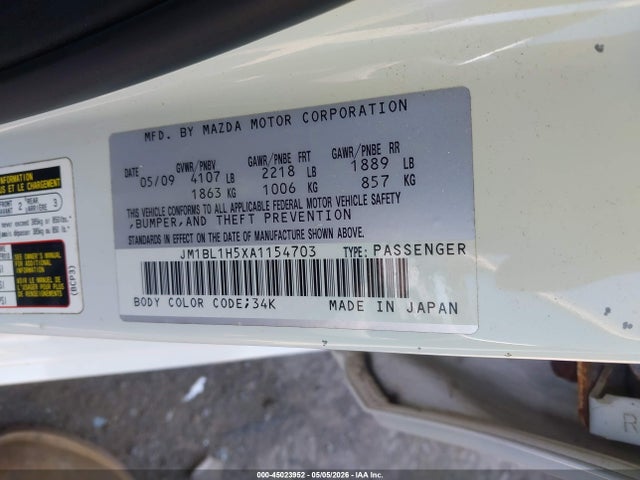 Aukcja sprzedaży 2010 Mazda Mazda3 S Grand Touring, vin: JM1BL1H5XA1154703, numer aukcji: 45023952