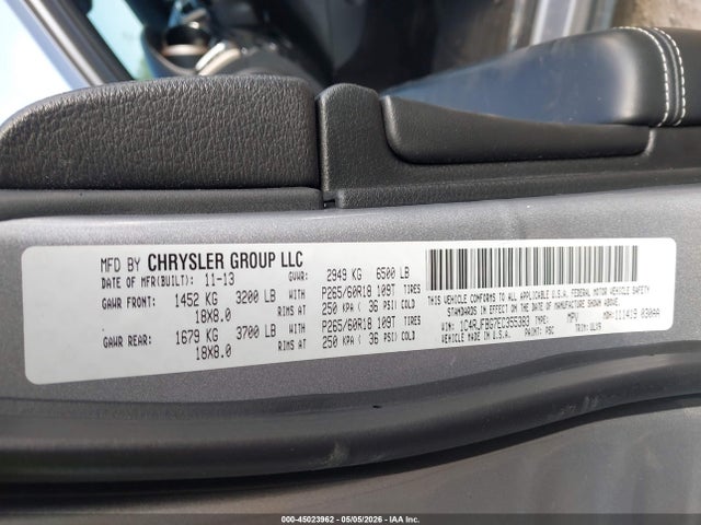 45023962 :رقم المزاد ، 1C4RJFBG7EC355383 vin ، 2014 Jeep Grand Cherokee Limited مزاد بيع