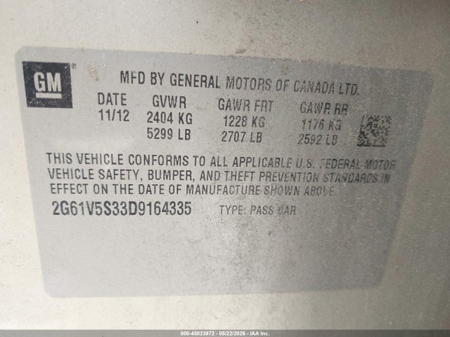 Aukcja sprzedaży 2013 Cadillac Xts Platinum, vin: 2G61V5S33D9164335, numer aukcji: 45023972