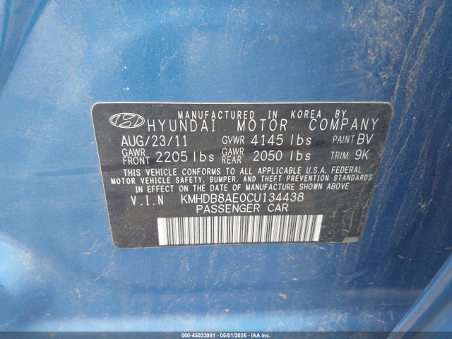 Продаж на аукціоні авто 2012 Hyundai Elantra Touring Gls, vin: KMHDB8AE0CU134438, номер лоту: 45023981