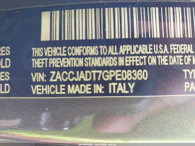 Aukcja sprzedaży 2016 Jeep Renegade Limited, vin: ZACCJADT7GPE08360, numer aukcji: 45023982