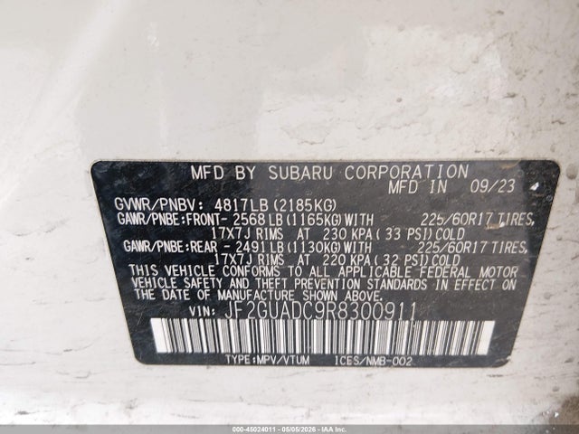 45024011 :رقم المزاد ، JF2GUADC9R8300911 vin ، 2024 Subaru Crosstrek Premium مزاد بيع