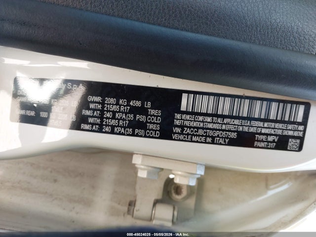 Продажа на аукционе авто 2016 Jeep Renegade Trailhawk, vin: ZACCJBCT6GPD57585, номер лота: 45024025