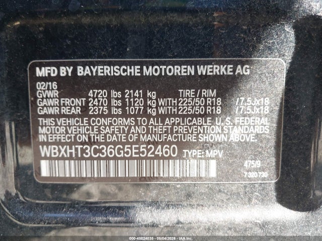 Продажа на аукционе авто 2016 Bmw X1 Xdrive28i, vin: WBXHT3C36G5E52460, номер лота: 45024035