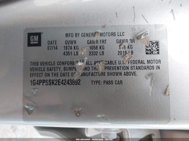 Aukcja sprzedaży 2014 Buick Verano, vin: 1G4PP5SK2E4243892, numer aukcji: 45024068