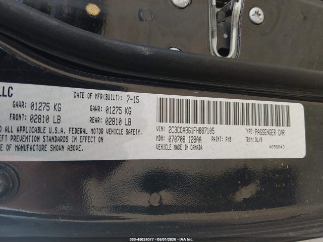 Aukcja sprzedaży 2015 Chrysler 300 300s, vin: 2C3CCABG1FH887105, numer aukcji: 45024077