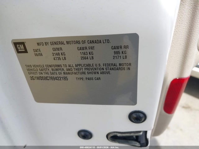 45024110 :رقم المزاد ، 2G1WD58C769422185 vin ، 2006 Chevrolet Impala Ss مزاد بيع