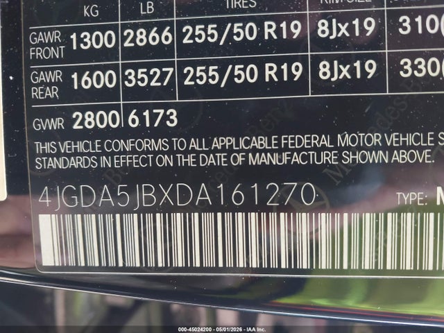 Продаж на аукціоні авто 2013 Mercedes-benz Ml 350, vin: 4JGDA5JBXDA161270, номер лоту: 45024200