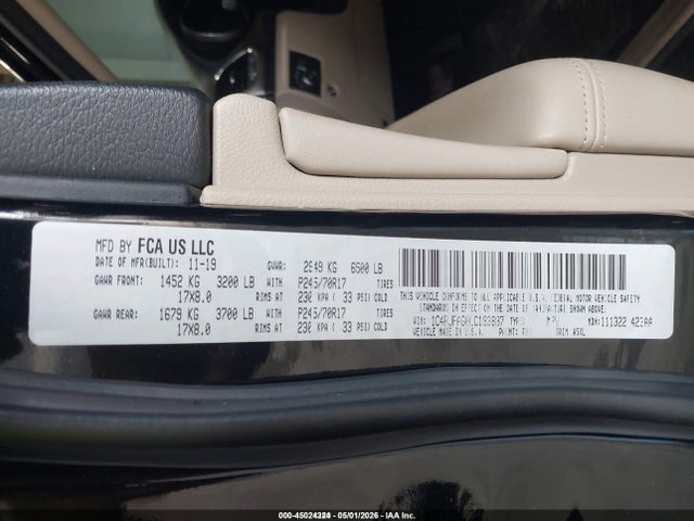 Aukcja sprzedaży 2020 Jeep Grand Cherokee Laredo E 4x4, vin: 1C4RJFAG0LC193837, numer aukcji: 45024224