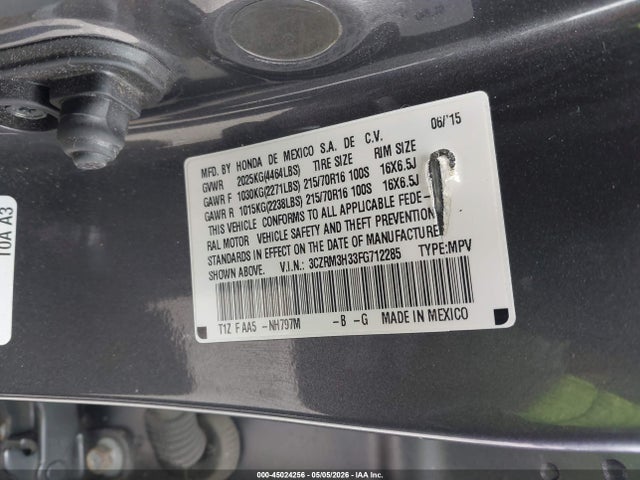 Продаж на аукціоні авто 2015 Honda Cr-v Lx, vin: 3CZRM3H33FG712285, номер лоту: 45024256