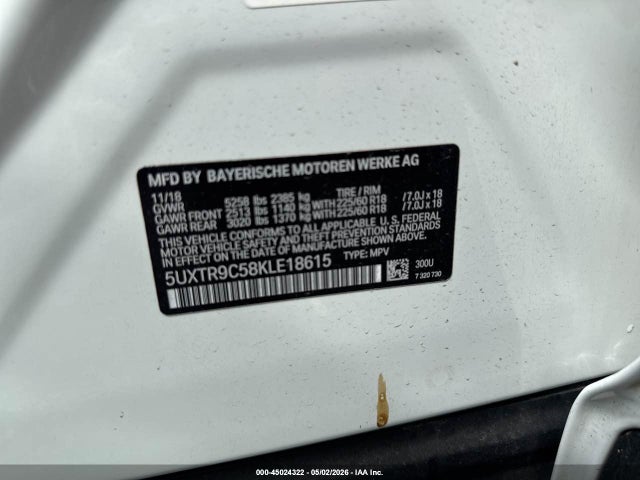 Продажа на аукционе авто 2019 Bmw X3 Xdrive30i, vin: 5UXTR9C58KLE18615, номер лота: 45024322