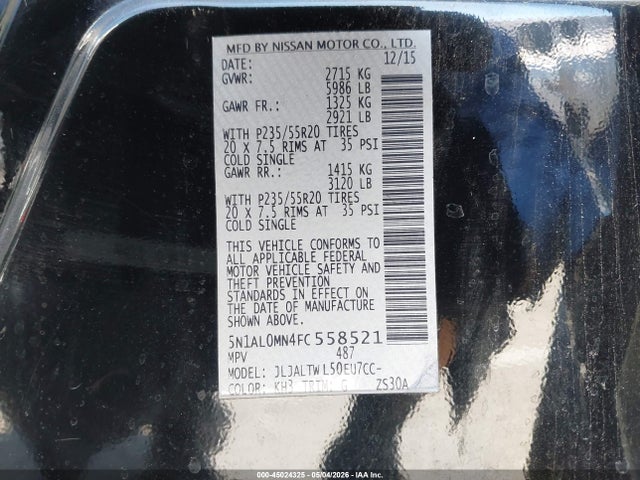 5N1AL0MN4FC558521 Infiniti QX60
