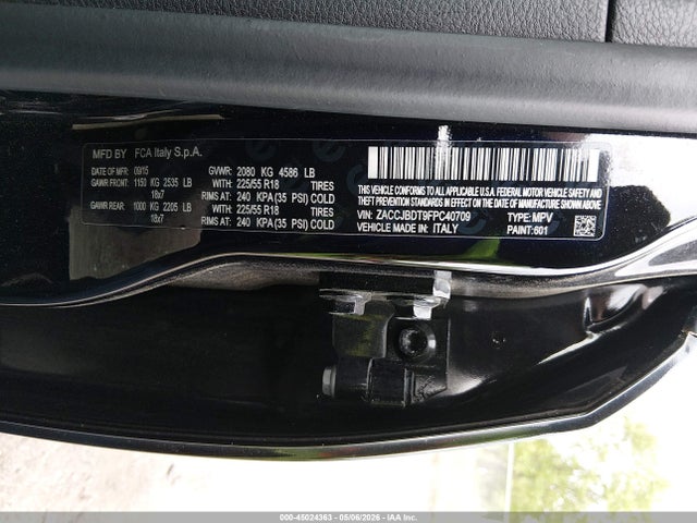 Aukcja sprzedaży 2015 Jeep Renegade Limited, vin: ZACCJBDT9FPC40709, numer aukcji: 45024363