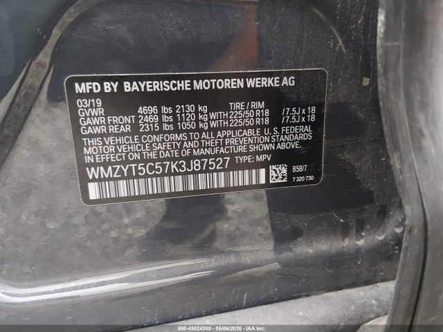 45024380 :رقم المزاد ، WMZYT5C57K3J87527 vin ، 2019 Mini Countryman Cooper S مزاد بيع