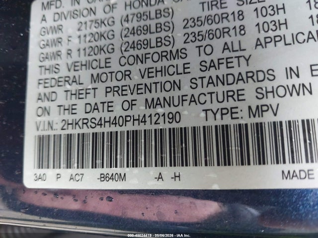 45024419 :رقم المزاد ، 2HKRS4H40PH412190 vin ، 2023 Honda Cr-v Ex Awd مزاد بيع