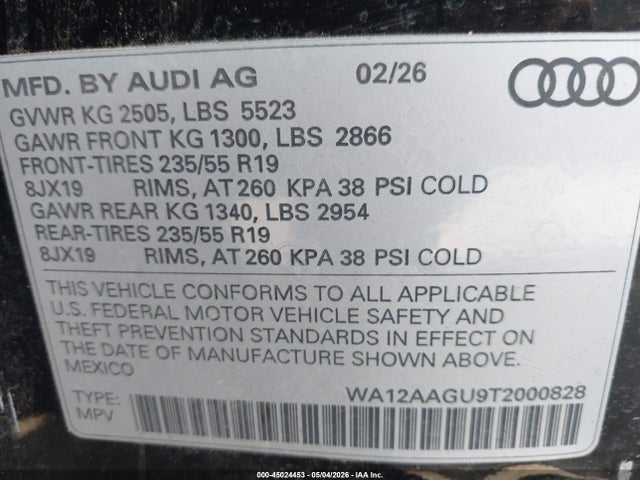 Продажа на аукционе авто 2026 Audi Q5, vin: WA12AAGU9T2000828, номер лота: 45024453