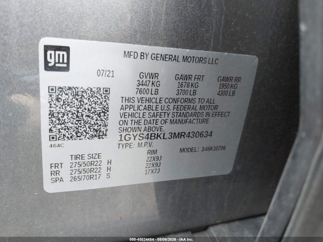Продаж на аукціоні авто 2021 Cadillac Escalade 4wd Premium Luxury, vin: 1GYS4BKL3MR430634, номер лоту: 45024454