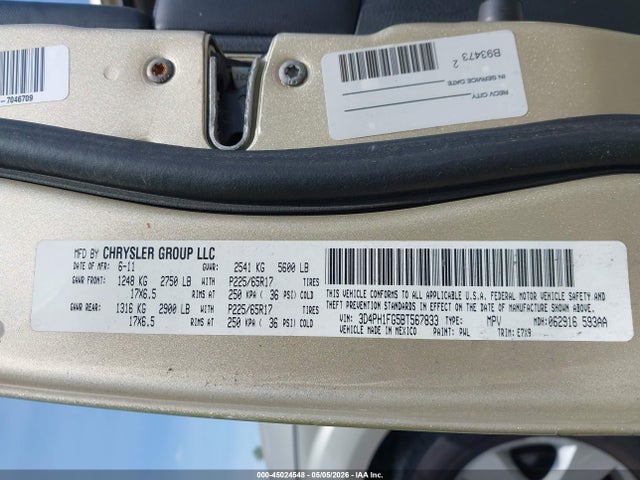 45024548 :رقم المزاد ، 3D4PH1FG5BT567833 vin ، 2011 Dodge Journey Mainstreet مزاد بيع