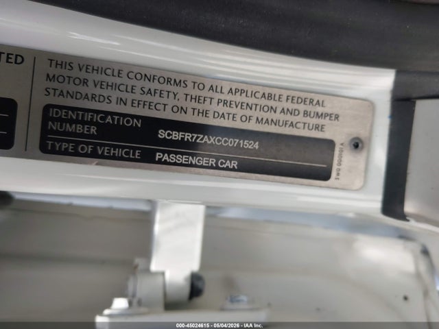 2012 Bentley Continental Gt მანქანა იყიდება აუქციონზე, vin: SCBFR7ZAXCC071524, აუქციონის ნომერი: 45024615