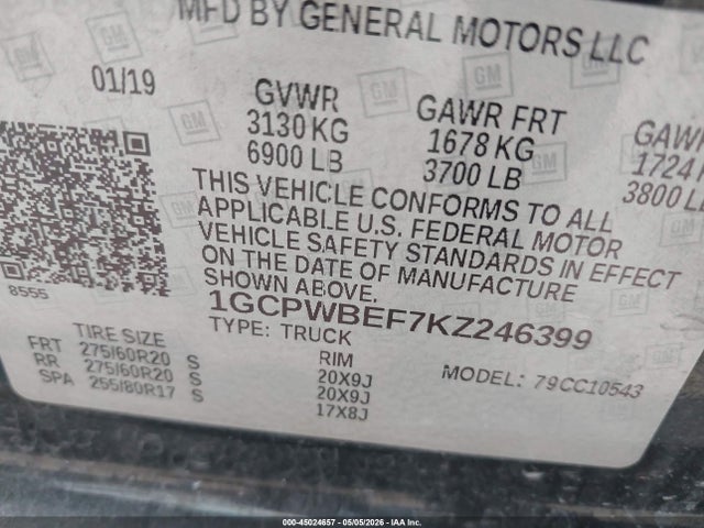 1GCPWBEF7KZ246399 Chevrolet Silverado 1500 Custom