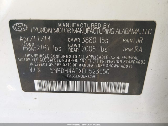 Hyundai ELANTRA SE 2014 5NPDH4AEXEH523550 Image 9