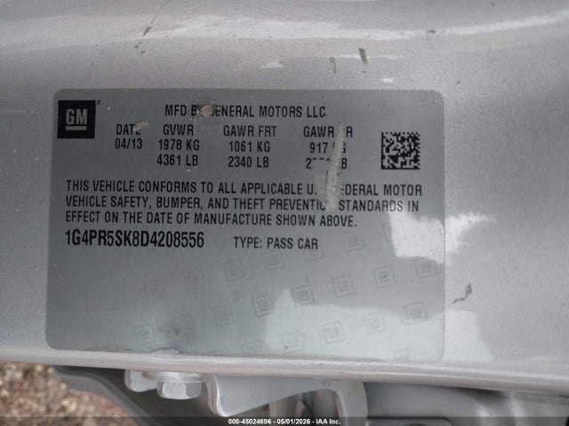 45024696 :رقم المزاد ، 1G4PR5SK8D4208556 vin ، 2013 Buick Verano Convenience Group مزاد بيع