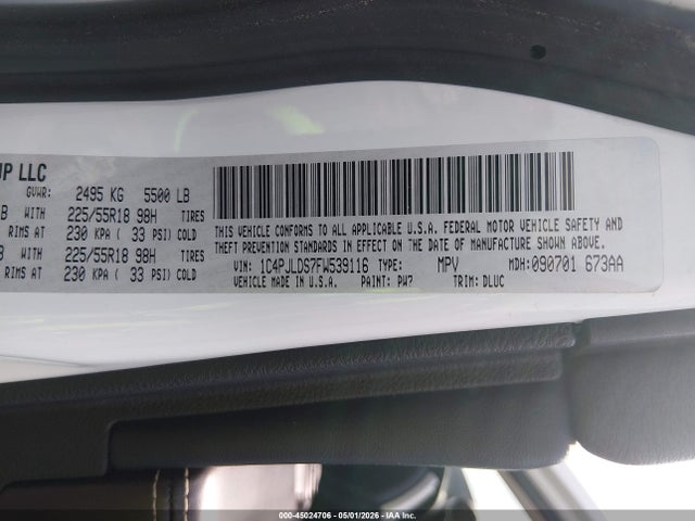 Продаж на аукціоні авто 2015 Jeep Cherokee Limited, vin: 1C4PJLDS7FW539116, номер лоту: 45024706