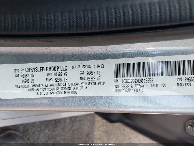 Aukcja sprzedaży 2014 Chrysler 200 Touring, vin: 1C3CCBBGXEN119652, numer aukcji: 45024730