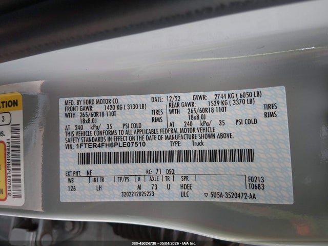 1FTER4FH6PLE07510 Ford Ranger Xlt