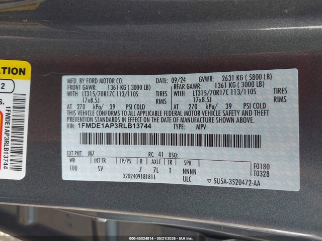Aukcja sprzedaży 2024 Ford Bronco Black Diamond, vin: 1FMDE1AP3RLB13744, numer aukcji: 45024814