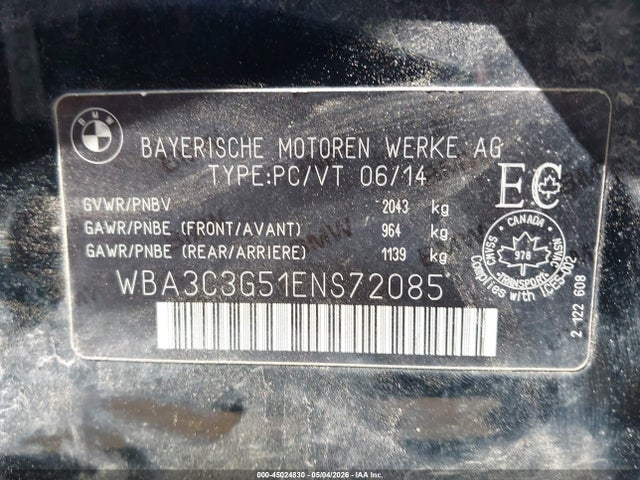 Продажа на аукционе авто 2014 Bmw 320i Xdrive, vin: WBA3C3G51ENS72085, номер лота: 45024830