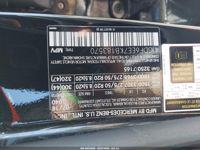 Aukcja sprzedaży 2019 Mercedes-benz Gls 450 4matic, vin: 4JGDF6EE7KB183570, numer aukcji: 45024856