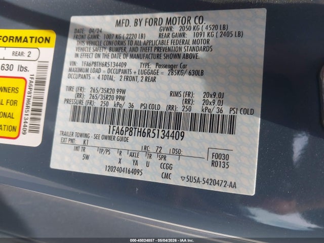Ford Mustang Ecoboost Premium Fastback 2024 1FA6P8TH6R5134409 Image 9