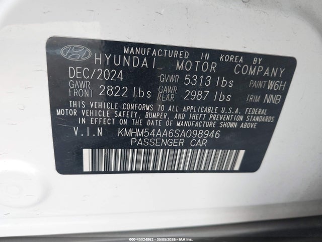 Продажа на аукционе авто 2025 Hyundai Ioniq 6 Limited, vin: KMHM54AA6SA098946, номер лота: 45024863