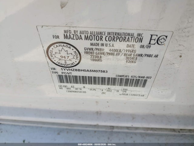 Продаж на аукціоні авто 2010 Mazda Mazda6 I Sport, vin: 1YVHZ8BH0A5M07583, номер лоту: 45024956