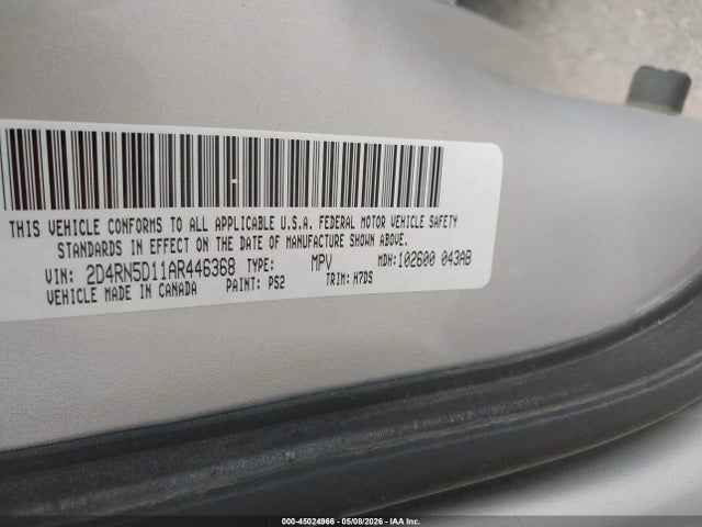 45024966 :رقم المزاد ، 2D4RN5D11AR446368 vin ، 2010 Dodge Grand Caravan Sxt مزاد بيع