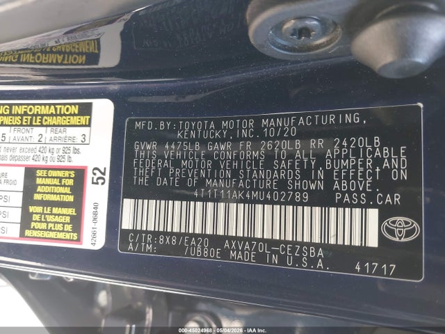 4T1T11AK4MU402789 Toyota CAMRY SE