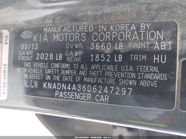 Продажа на аукционе авто 2013 Kia Rio Ex, vin: KNADN4A36D6247297, номер лота: 45025040